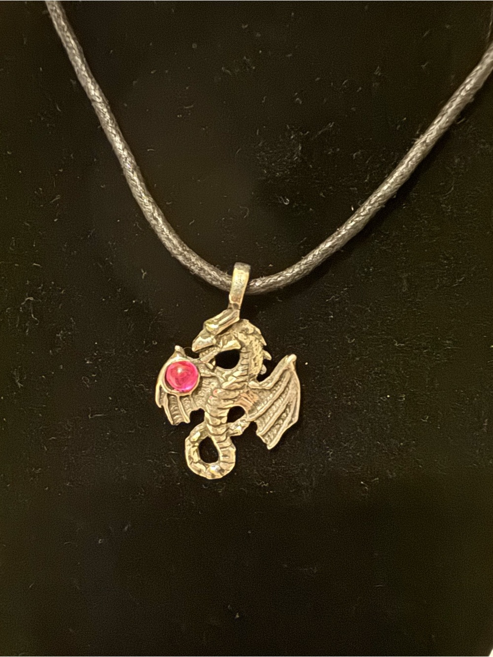 Black Cord Necklace with dragon Charm - Unbranded